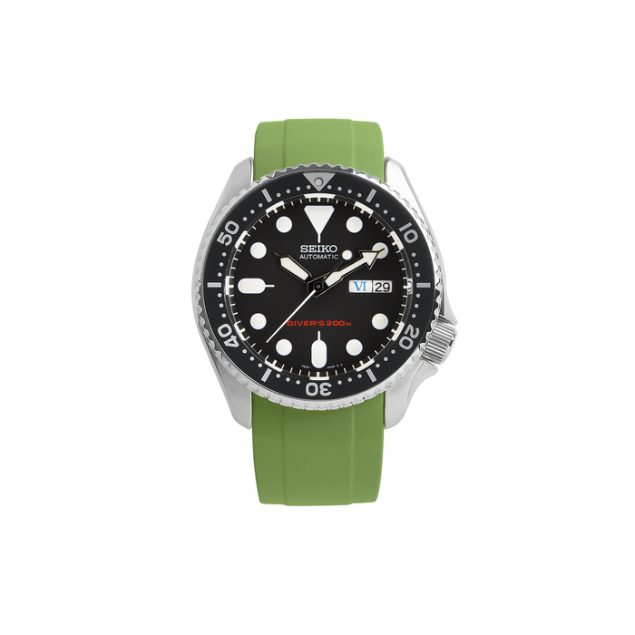 NMK801 Curved End SKX/SRPD Rubber Strap: Olive Green
