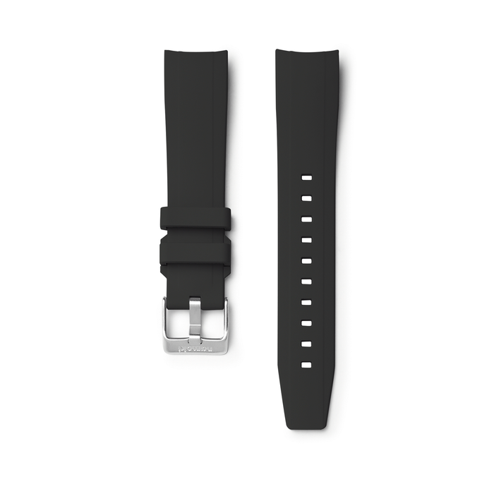 NMK802 Curved End SKX013 Rubber Strap: Black