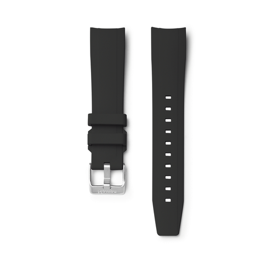 NMK802 Curved End SKX013 Rubber Strap: Black
