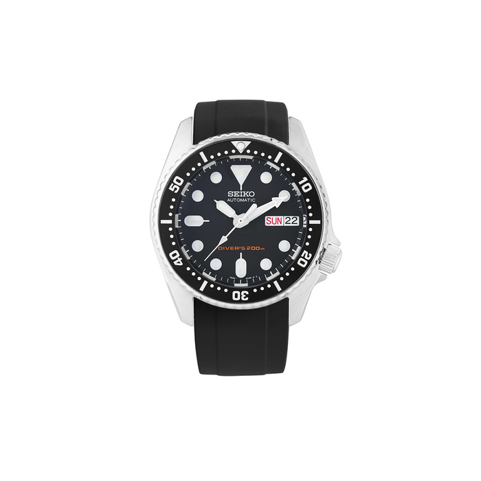 NMK802 Curved End SKX013 Rubber Strap: Black