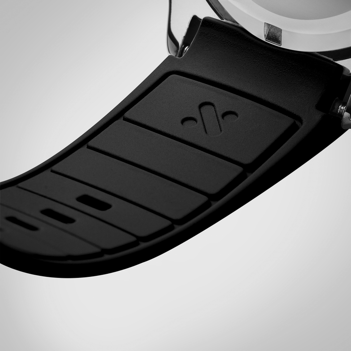 NMK802 Curved End SKX013 Rubber Strap: Black