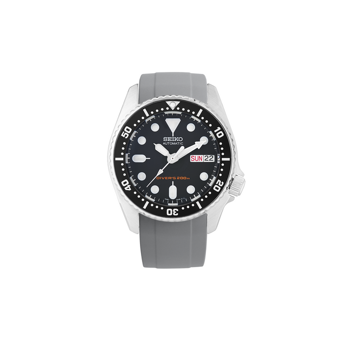 NMK802 Curved End SKX013 Rubber Strap: Grey