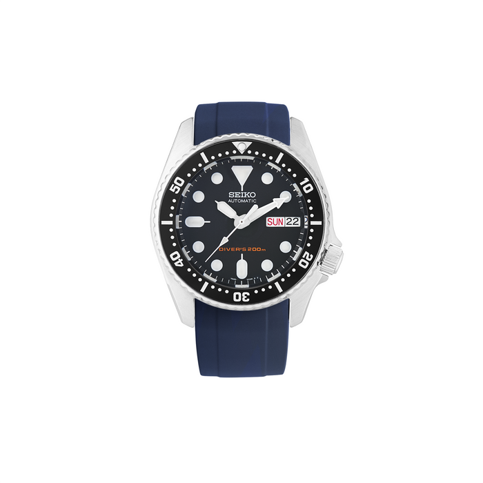 NMK802 Curved End SKX013 Rubber Strap: Navy Blue