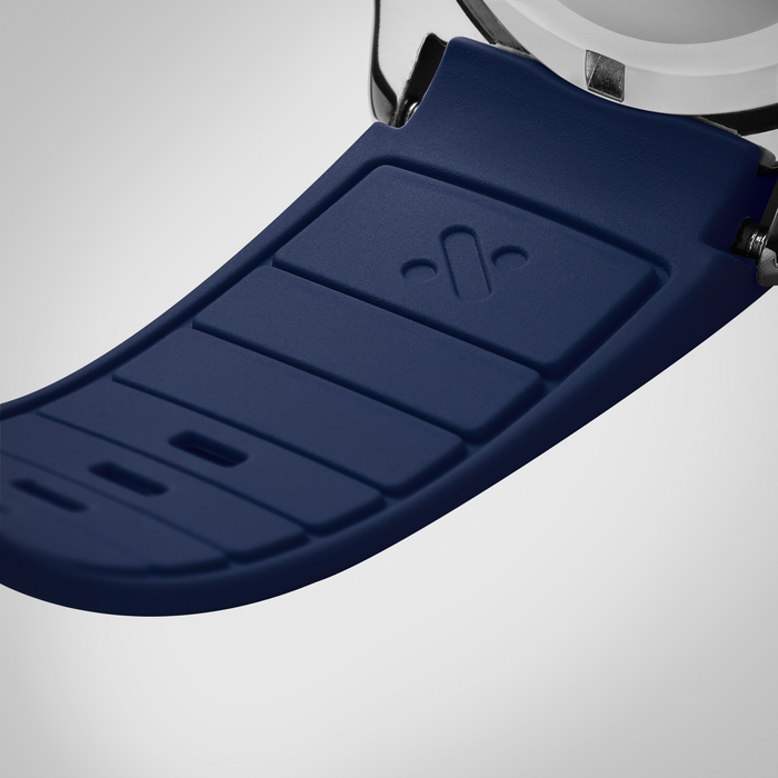 NMK802 Curved End SKX013 Rubber Strap: Navy Blue
