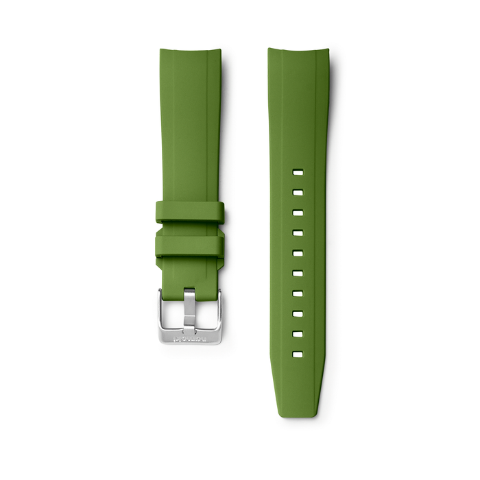 NMK802 Curved End SKX013 Rubber Strap: Olive Green