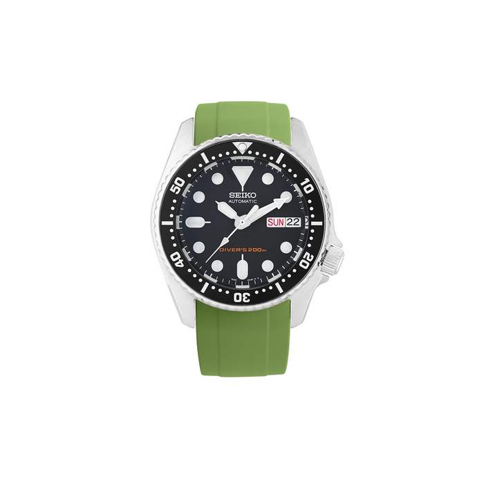 NMK802 Curved End SKX013 Rubber Strap: Olive Green