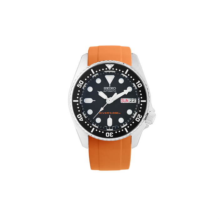 NMK802 Curved End SKX013 Rubber Strap: Orange