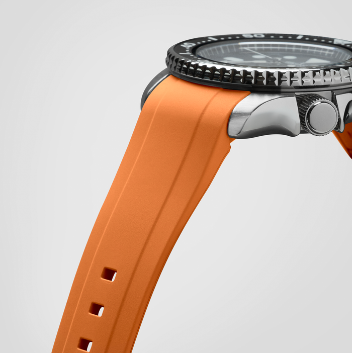 NMK802 Curved End SKX013 Rubber Strap: Orange