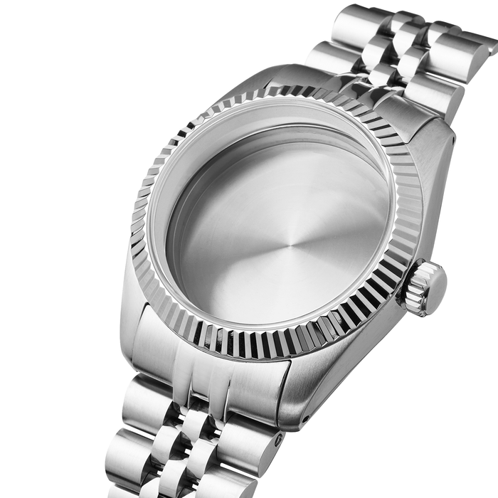NMK937 36mm Fluted Bezel Dress Case Bundle: Steel Finish