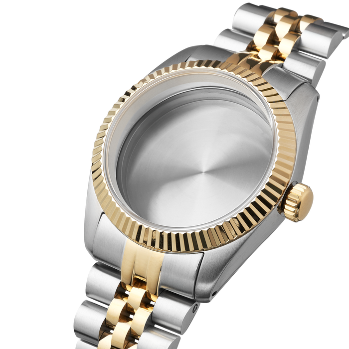 NMK937 36mm Fluted Bezel Dress Case Bundle: Two-Tone Finish