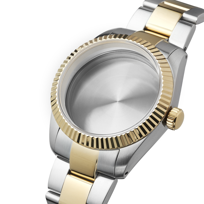 NMK937 36mm Fluted Bezel Dress Case Bundle: Two-Tone Finish