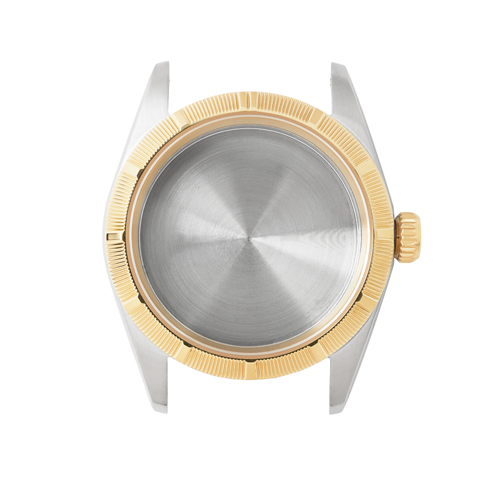 NMK952 36mm Engine Turned Bezel Dress Case Bundle: Two-Tone Finish