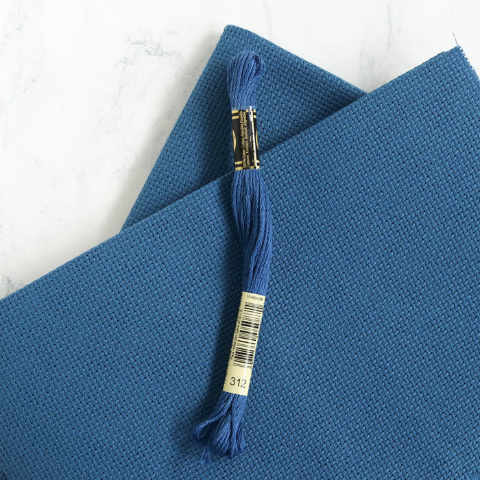 Nordic Blue Aida Cross Stitch Fabric-Stitched Modern
