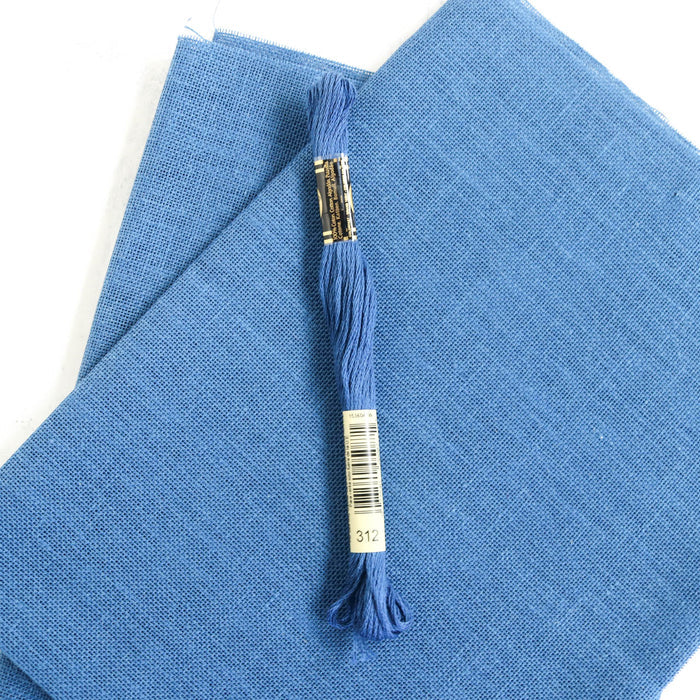 Nordic Blue Linen Fabric - 28 count-Stitched Modern