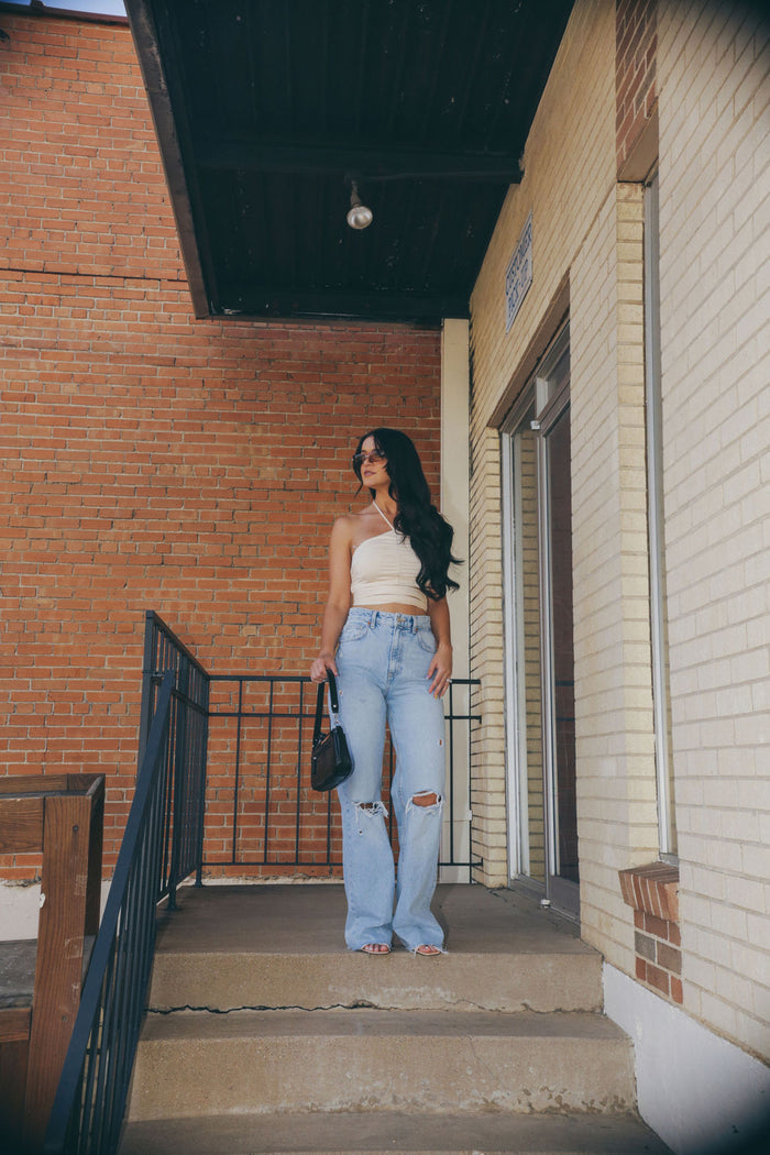 Nude Halter Wrap Top
