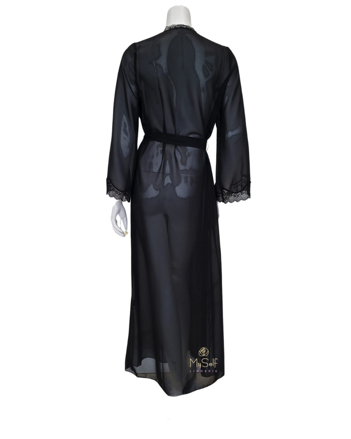 Oh! Zuza Black Sheer Classic Organza Robe