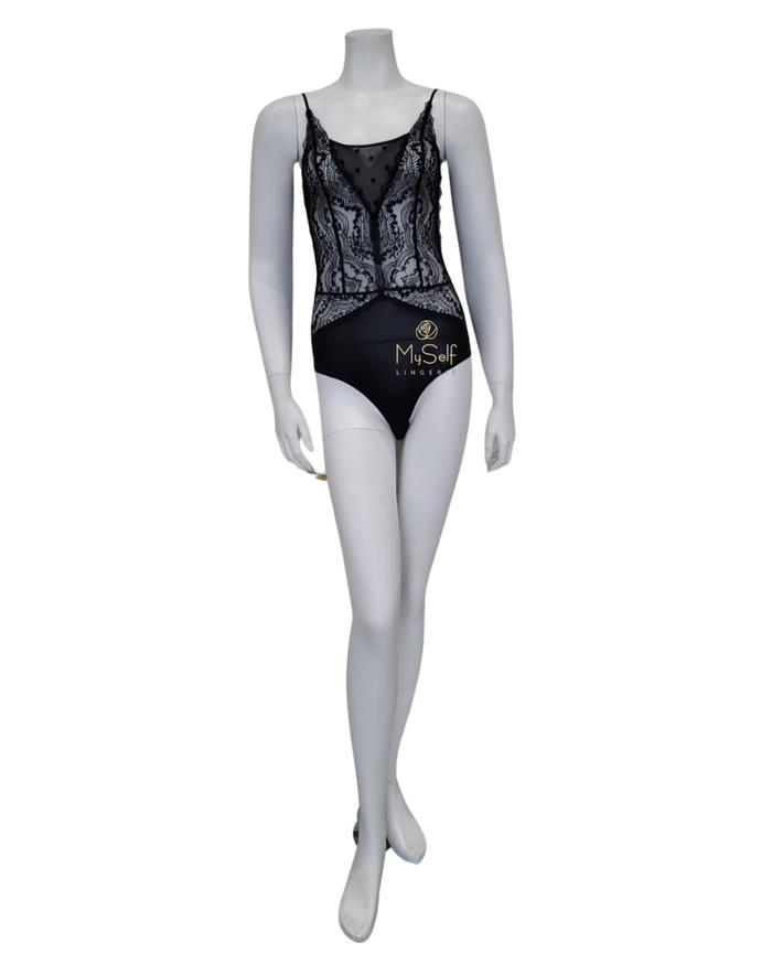 Oh! Zuza Lace & Dots Black Bodysuit