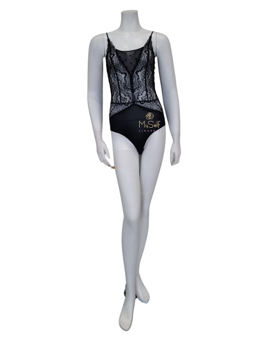Oh! Zuza Lace & Dots Black Bodysuit