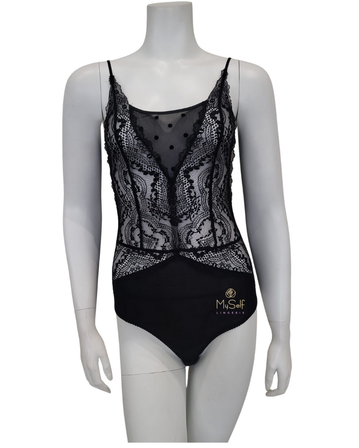 Oh! Zuza Lace & Dots Black Bodysuit