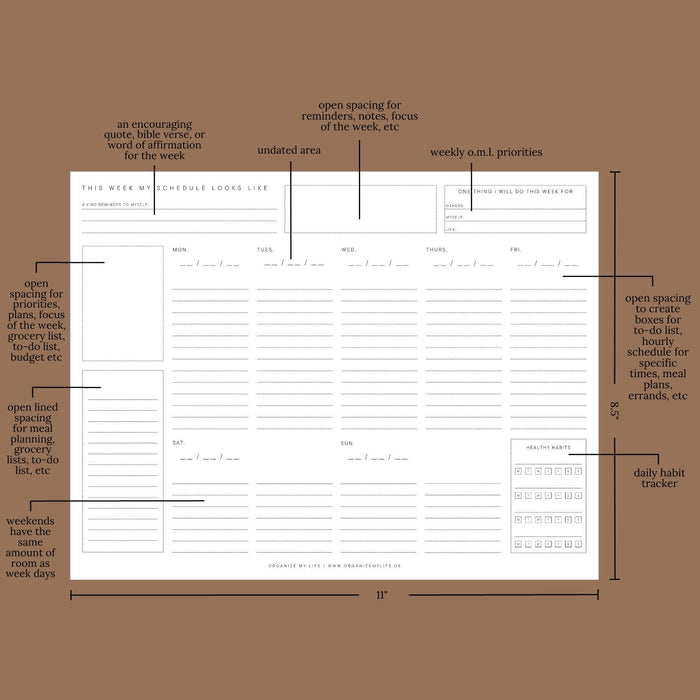 Organize My Weekly Plans Notepad