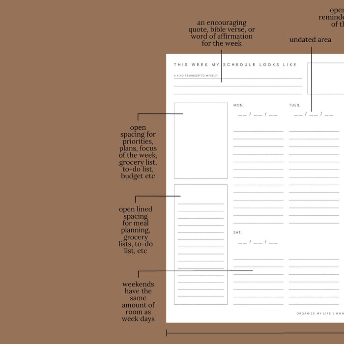Organize My Weekly Plans Notepad