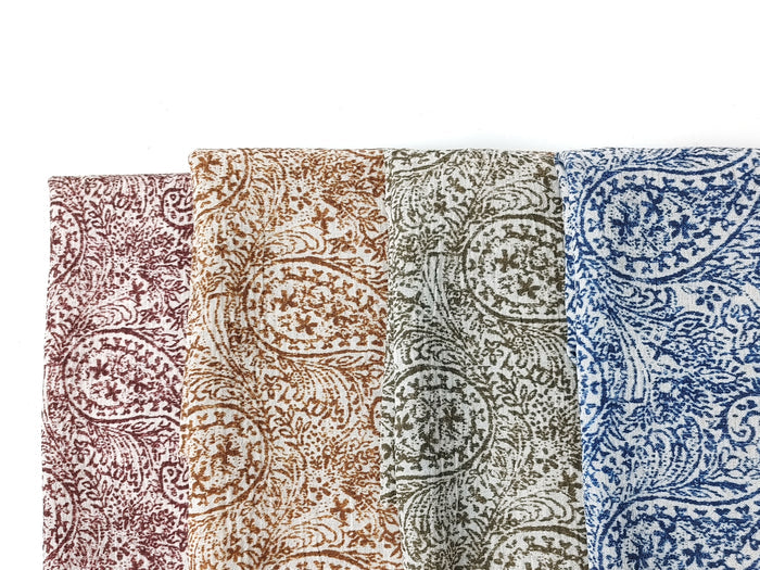 Paisley Print Linen-Rayon Fabric with Subtle Wrinkle Effect 8044 8062 8063 8064