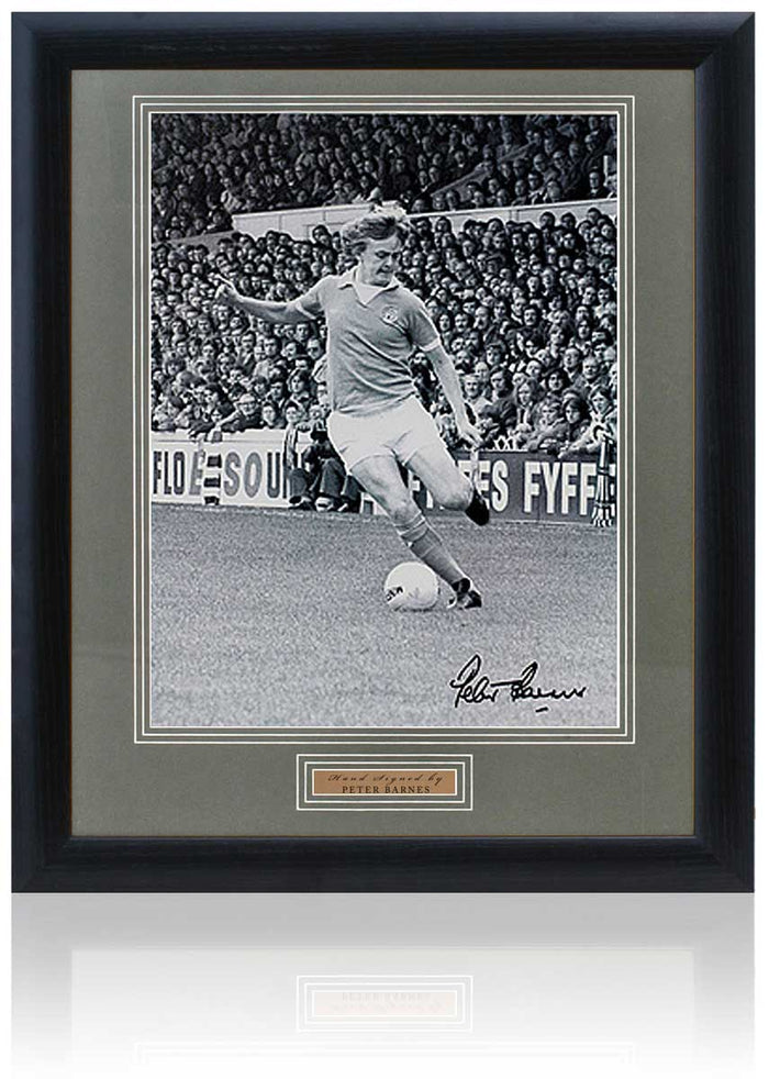 Peter Barnes Manchester City Legend Hand Signed Photograph 23x19" Framed