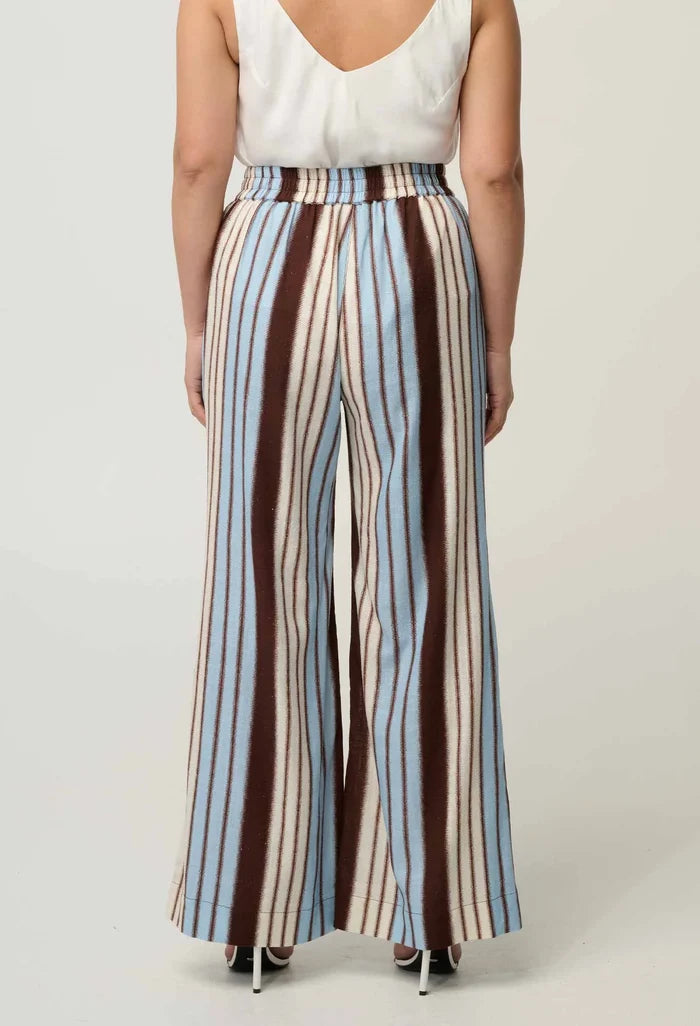 PETITE WILLOW LINEN VISCOSE PANT in Iridescent Stripe from Oncewas