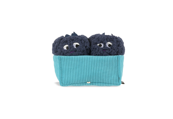 P.L.A.Y. Picked Fresh Blue Beg-rries Toy front view with two blueberries inside the container