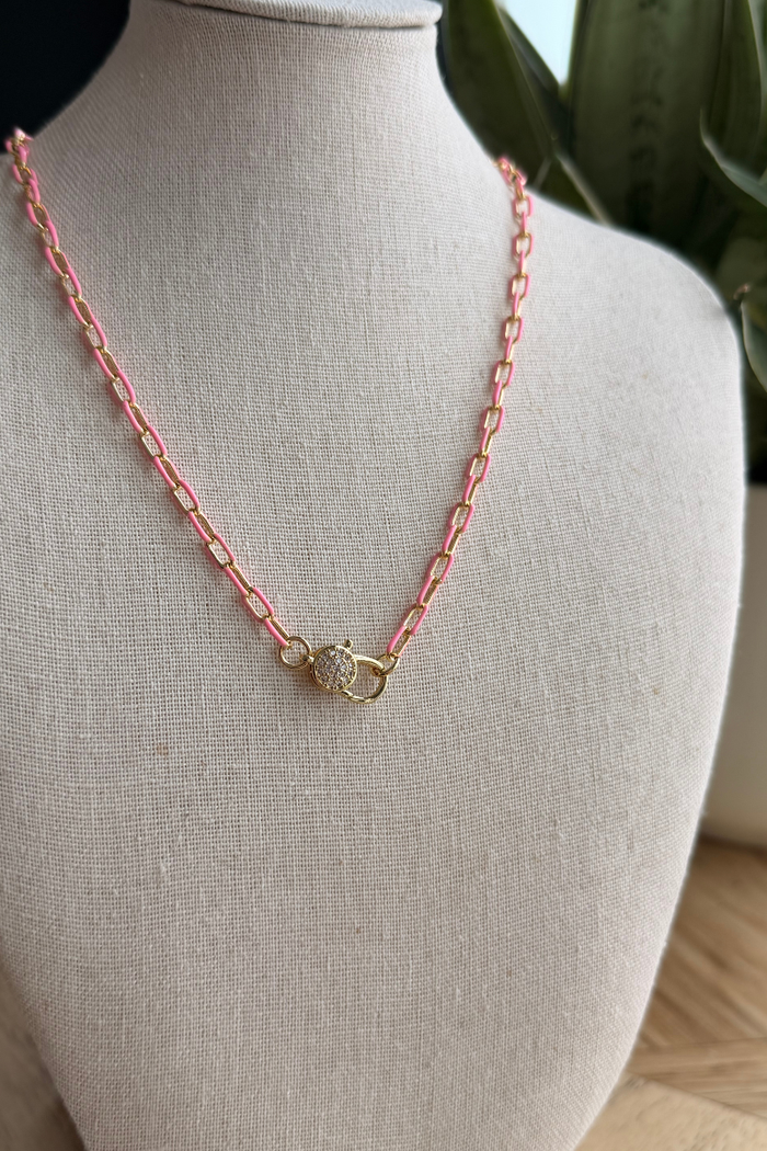 Pink Paradise Gem Charm Necklace
