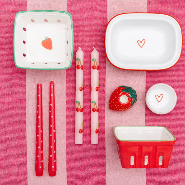 Pink Stripe Cotton XL Tablecloth - 63 × 98 in | Valentines |