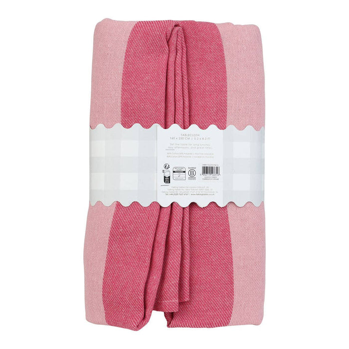 Pink Stripe Cotton XL Tablecloth - 63 × 98 in | Valentines |