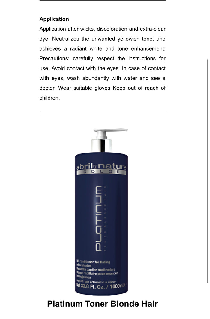 Platinum Toner Blonde Hair 33.8 fl. oz.