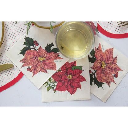Poinsettia Cocktail Napkin
