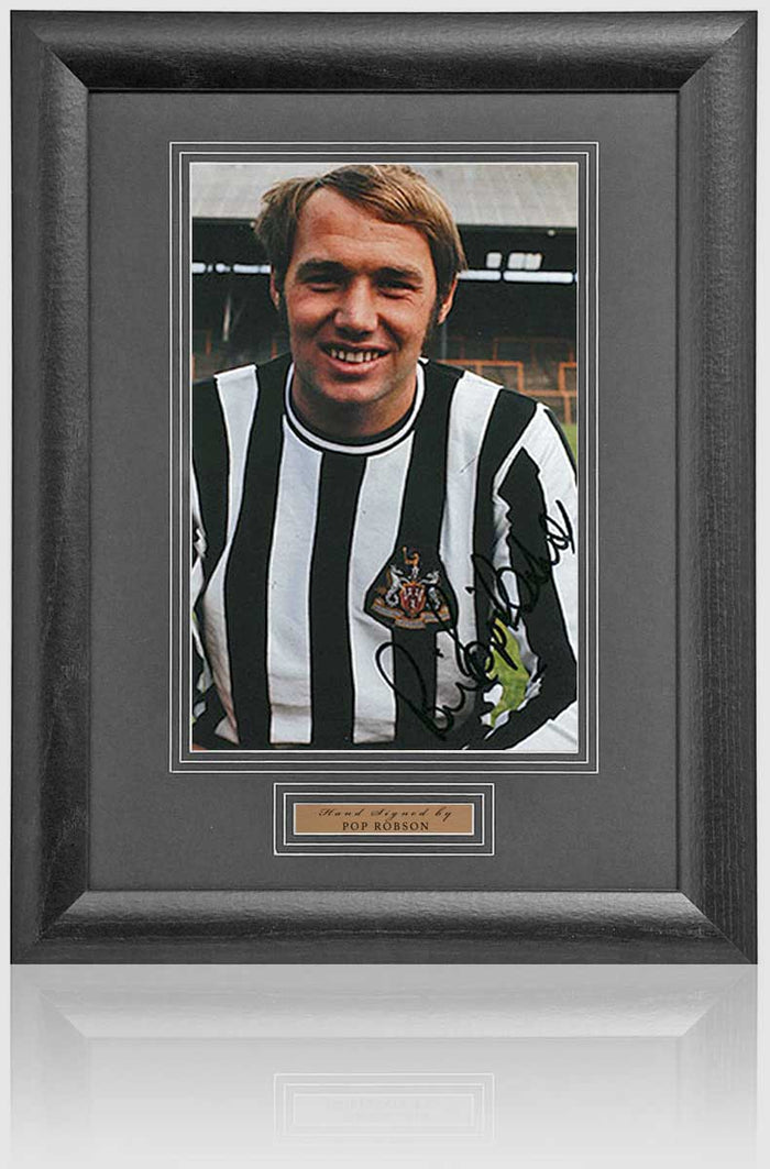 Pop Robson Newcastle Legend Hand Signed Photograph 19x15in Framed
