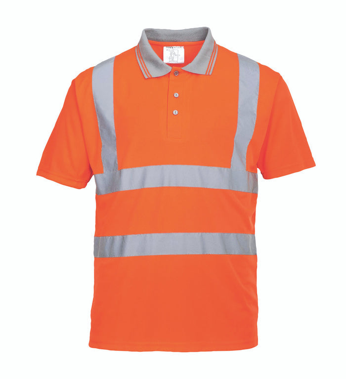 Port West Hi-Vis Short Sleeved Polo - SET OF TWO: Front View