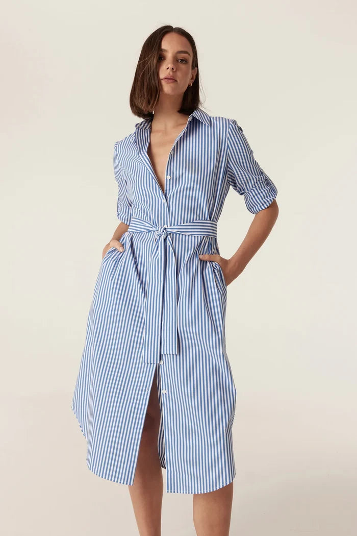 PORTSEA SHIRT DRESS in Blue Stripe from Cable Melbourne