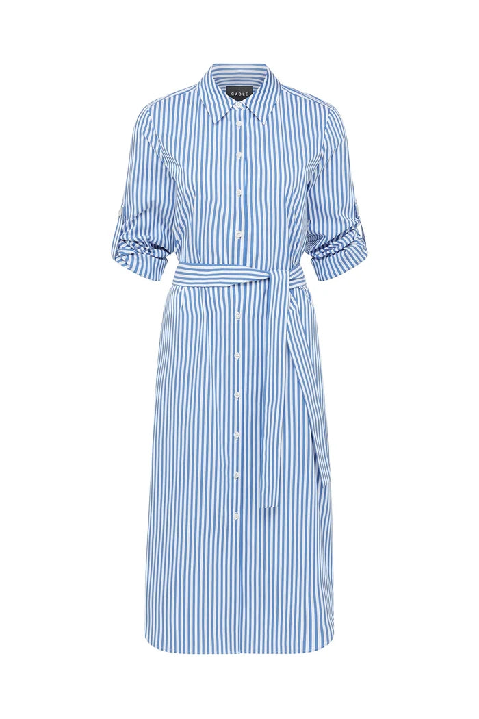 PORTSEA SHIRT DRESS in Blue Stripe from Cable Melbourne