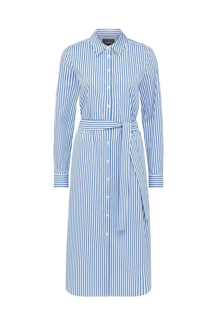 PORTSEA SHIRT DRESS in Blue Stripe from Cable Melbourne