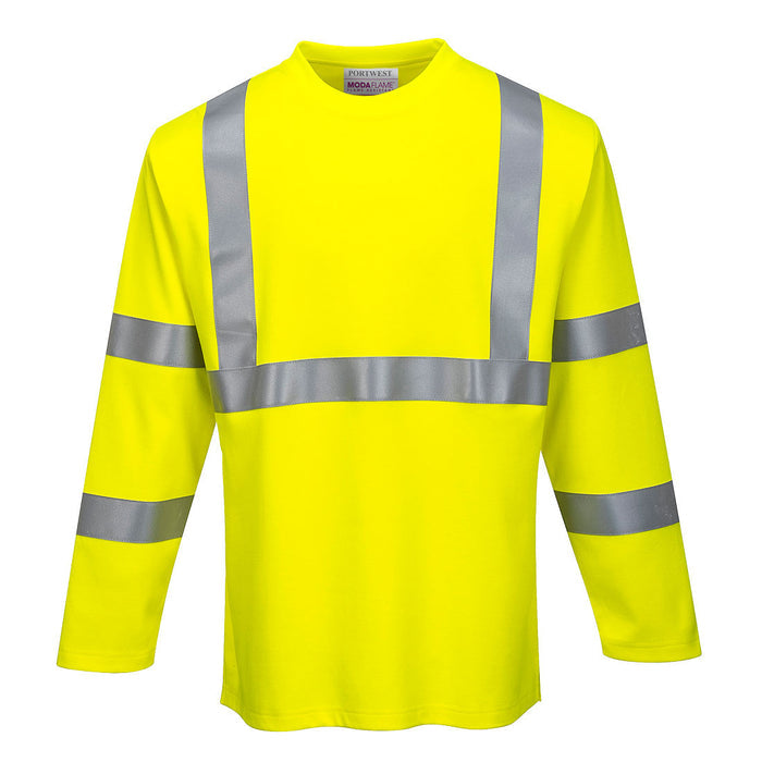 PortWest FR Hi-Vis Long Sleeve T-Shirt - YELLOW (FR96)