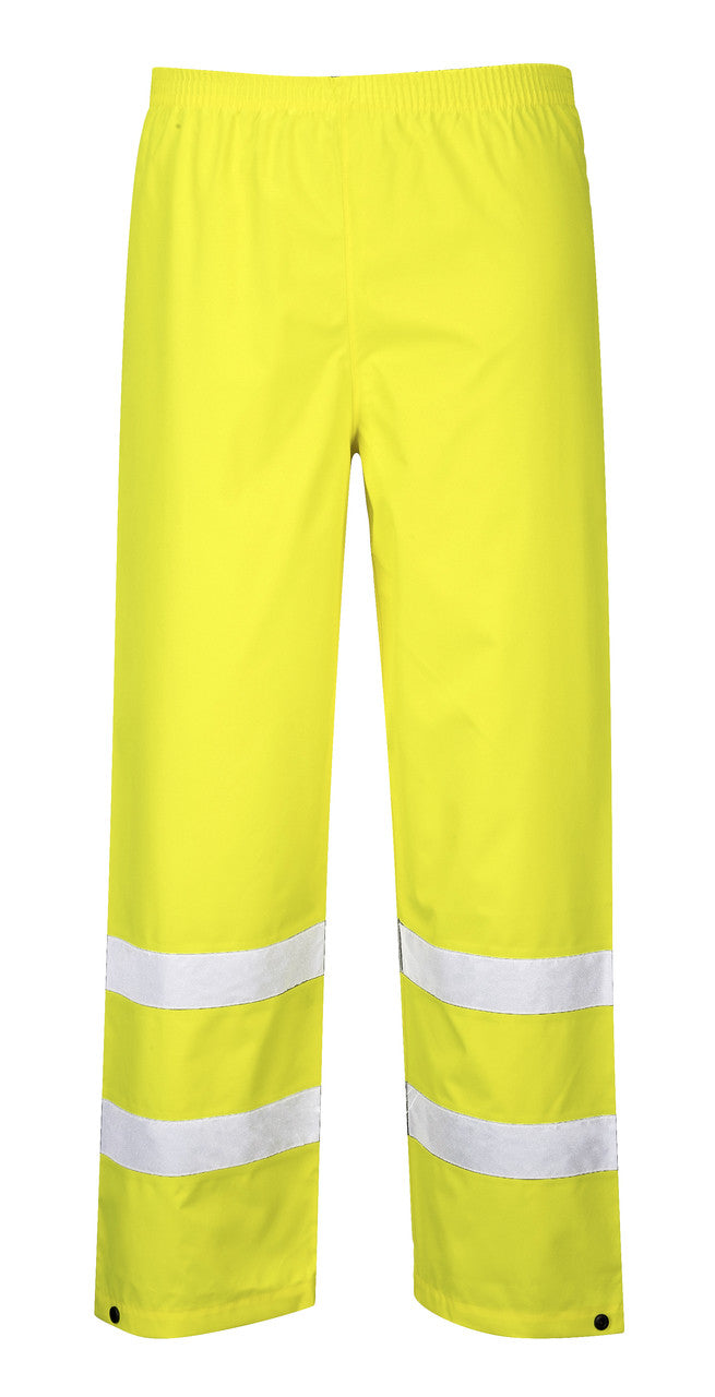 Portwest Hi-Vis Traffic Pants - SET OF TWO: Front View Yellow