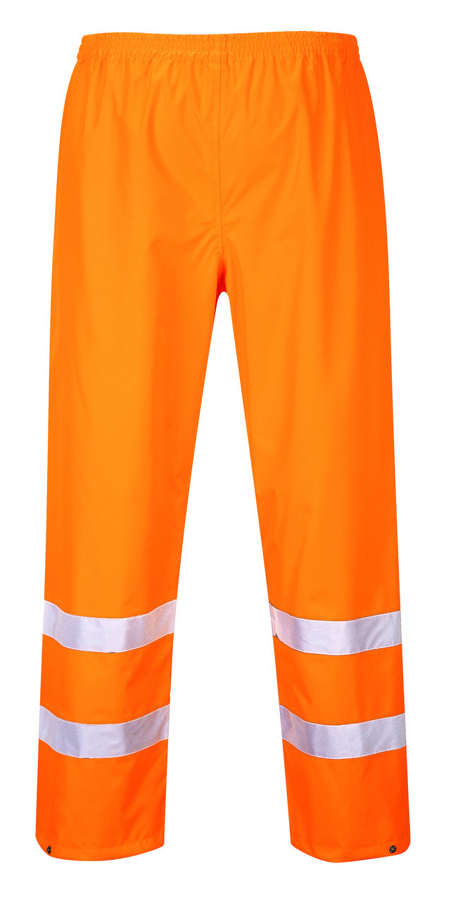 Portwest Hi-Vis Traffic Pants - SET OF TWO: Front View Orange