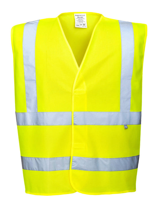 Portwest Hi-Vis Vest- Flame Resistant: Front View Yellow