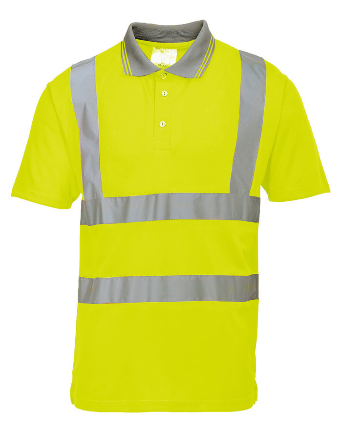Portwest Hi-Vs Short Sleeve Polo - SET OF TWO: Front View Yellow
