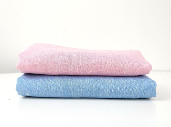 Premium 100% Linen Chambray Fabric - Medium-Light Weight, Plain Weave 7800 7801 - The Linen Lab - Pink