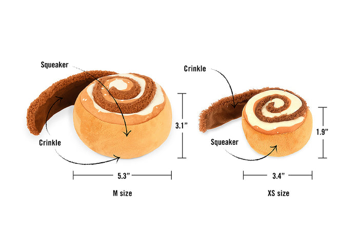 P.L.A.Y.'s Pup Cup Cafe Collection - Cinna-bone Toy features and sizing shown