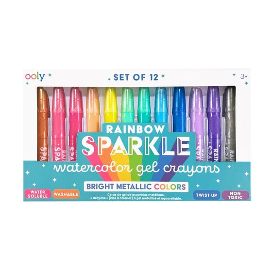 Rainbow Sparkle Watercolor Gel Crayons - Set of 12