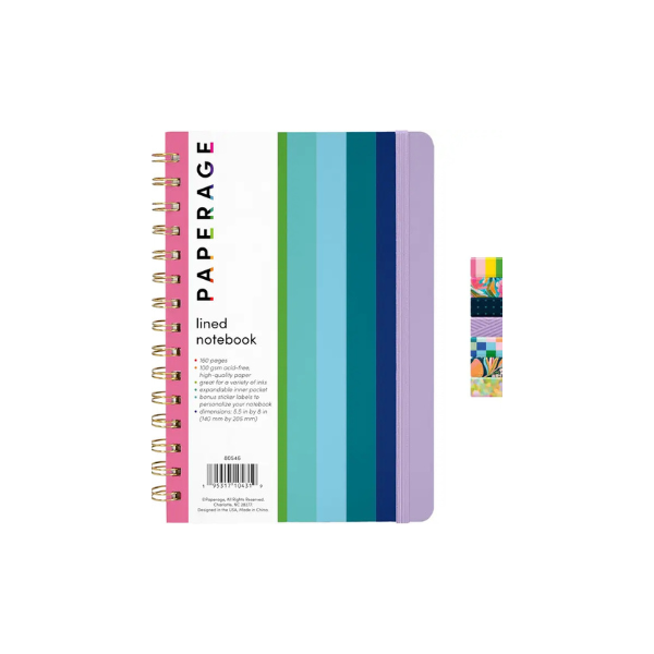 Rainbow Stripe Hardcover Spiral Lined Journal Notebook
