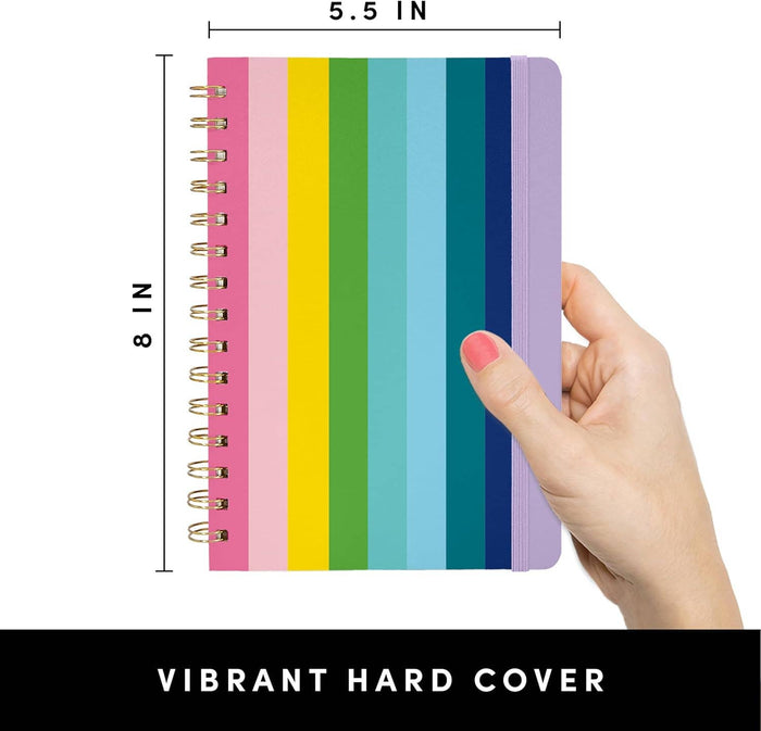 Rainbow Stripe Hardcover Spiral Lined Journal Notebook
