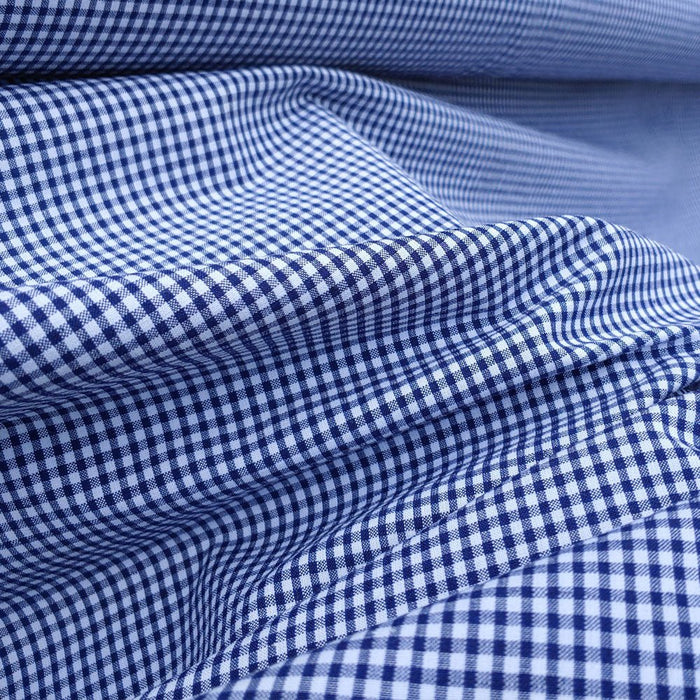Ramie Cotton Fabric Mini Gingham Check (2906) - The Linen Lab - Blue